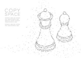 Abstract Geometric Circle dot molecule particle pattern Chess King and pawn shape, VR technology Game Strategy concept design black color illustration isolated on white background with copy space vector