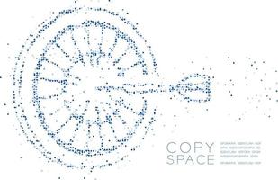 círculo geométrico abstracto punto molécula partícula diana juego forma, tecnología vr estrategia de negocio objetivo concepto diseño azul color ilustración aislado sobre fondo blanco con espacio de copia vector