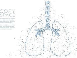 patrón de píxel de punto de círculo geométrico abstracto de forma pulmonar, diseño de concepto de órgano de ciencia médica ilustración de color azul aislado en fondo blanco con espacio de copia, vector eps 10