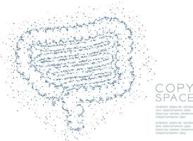 Intestine shape Abstract Geometric Circle dot pixel pattern, Medical Science Organ concept design blue color illustration isolated on white background with copy space, vector eps 10