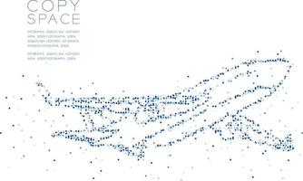 forma de avión de partículas de molécula de punto de círculo geométrico abstracto, diseño de concepto de transporte de tecnología vr ilustración de color negro aislado en fondo blanco con espacio de copia vector