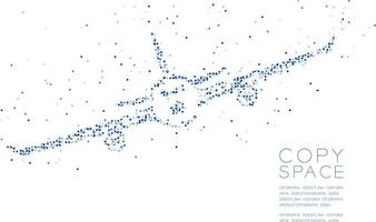 Abstract Geometric Circle dot molecule particle Airplane shape, VR technology transportation concept design black color illustration isolated on white background with copy space vector