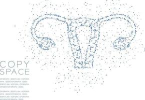 ovario y útero forma patrón de píxel de punto de círculo geométrico abstracto, diseño de concepto de órgano de ciencia médica ilustración de color azul aislado en fondo blanco con espacio de copia, vector eps 10