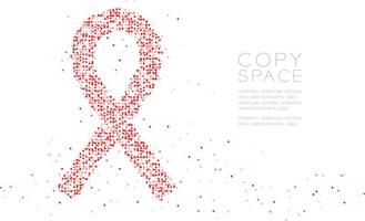 Abstract Geometric Circle dot molecule particle HIV Red ribbon shape, VR technology Charity World AIDS Day concept design black color illustration isolated on white background with copy space vector