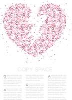 Breaking Heart icon Abstract Geometric Circle dot pixel pattern, Valentine's day concept design pink color illustration on white background with copy space, vector eps 10