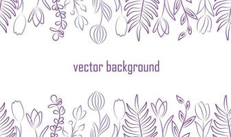 Vector linear abstract banner. Wallpaper in a minimalist style for spring and summer with botanical leaves and flowers, organic shapes. For poster, poster, background, postcard, website and packaging.