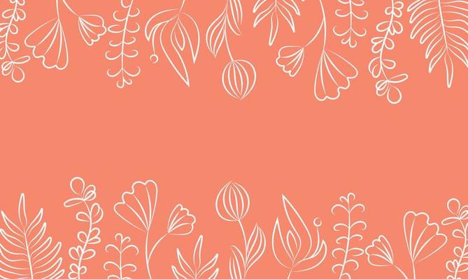 Vector linear abstract banner. Wallpaper in a minimalist style for spring and summer with botanical leaves and flowers, organic shapes. For poster, poster, background, postcard, website and packaging.