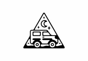 Black line art illustration of late night off road vector