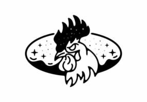 Black line art illustration of rooster vector