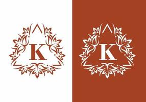 Brown white of K initial letter in vintage fame vector