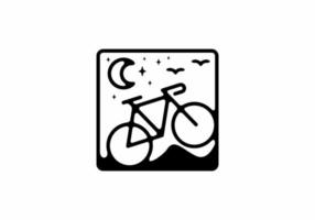 Black line art illustration of bicycle in square shape vector