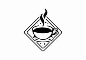 Black line art illustration of coffee cup vector