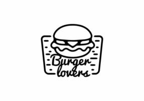 Burger lovers line art illustration vector