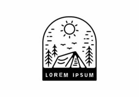 Camping tent in window shape line art vector