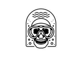 Black line art illustration of skull divers vector