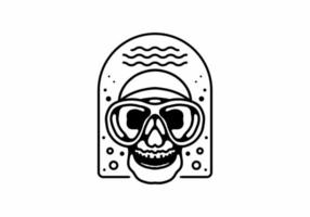 Black line art illustration of skull divers vector