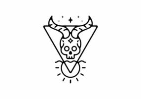 Black line art illustration of devil head in triangle shape vector