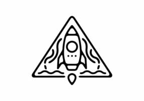Black line art illustration of flying rocket in triangle shape vector