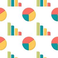 multicolored bar chart and circle chart seamless pattern vector