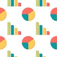 gráfico de barras multicolor y gráfico de círculo de patrones sin fisuras vector