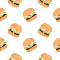 burger seamless pattern on white background vector