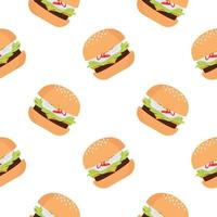 burger seamless pattern on white background vector