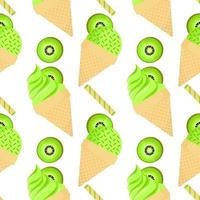 kiwi ice cream seamless pattern vector
