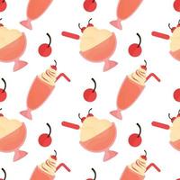 cherry ice cream seamless pattern 2 vector