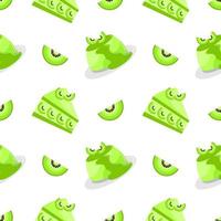 seamless pattern of kiwi fruit cake and pudding vector