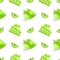 seamless pattern of kiwi fruit cake and pudding vector