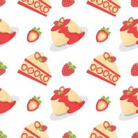 seamless pattern of cake and strawberry pudding vector