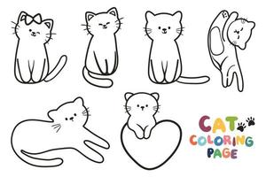 hand drawing cartoon cat coloring page vector