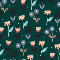 seamless pattern hand drawing flower and leaves. for fabric print, textile, gift wrapping paper vector