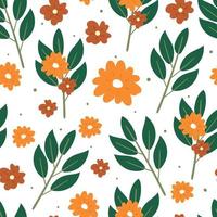 seamless pattern hand drawing flower and leaves. for fabric print, textile, gift wrapping paper vector