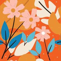 seamless pattern hand drawing flower and leaves. for fabric print, textile, gift wrapping paper vector