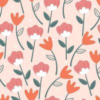 seamless pattern hand drawing flower and leaves. for fabric print, textile, gift wrapping paper vector