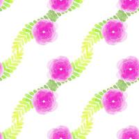 Vector illustration seamless pattern watercolor pink flowers on white background