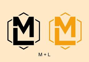 Black and yellow color of ML initial letter vector