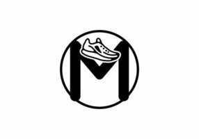 Black M initial letter with shoes in circle vector