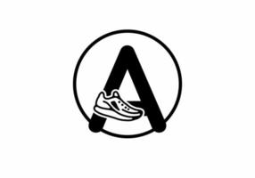 Black A initial letter with shoes in circle vector