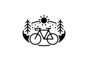 Black line art illustration of bicycle in oval shape vector