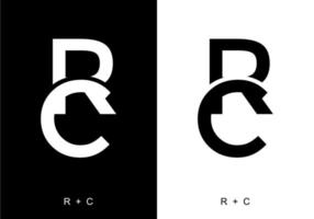 Black and white color of RC initial letter vector