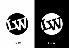 Black and white LW initial letter in circle vector