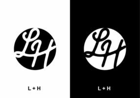 Black and white LH initial letter in circle vector