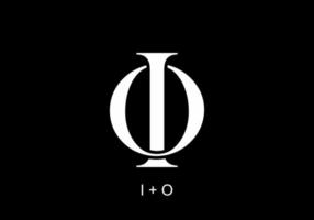 Black and white monogram IO or OI initial letter text vector