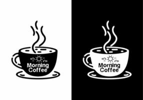 Black and white morning coffee line art illustration vector