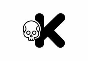 Black color of K initial letter with skull head vector