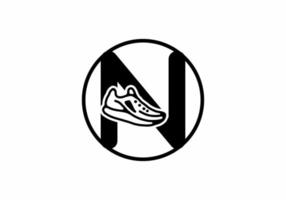 Black N initial letter with shoes in circle vector