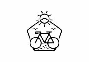 Black line art illustration of bicycle in pentagon shape vector