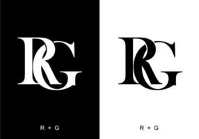 Black and white color of RG initial letter vector